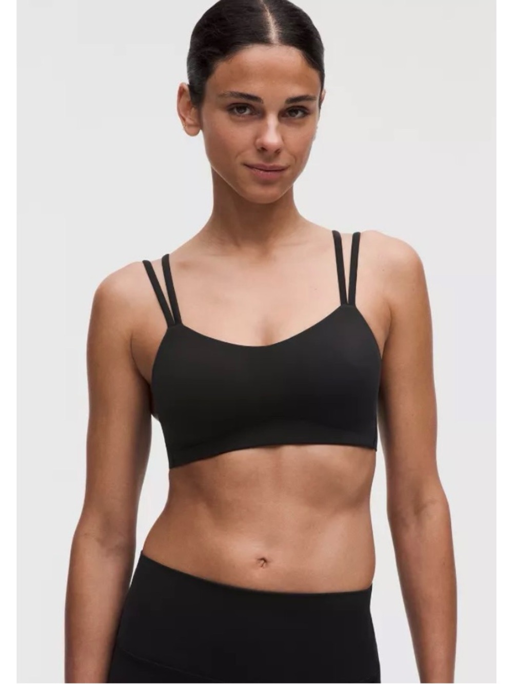 Double-Strap Seamless Black Bralette